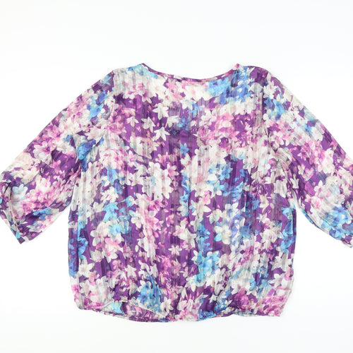Bm Collection Women's Multicoloured Floral Tunic Blouse Size 18