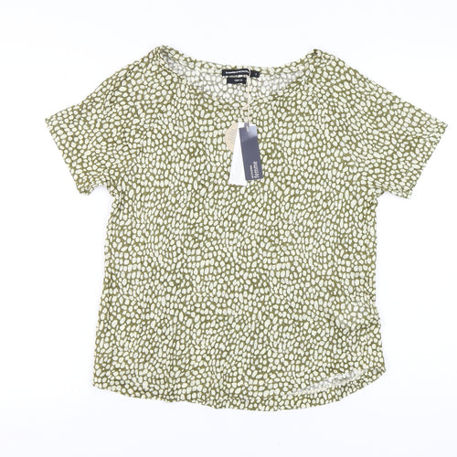 Monoprix Women's Green Geometric T-Shirt, Size S
