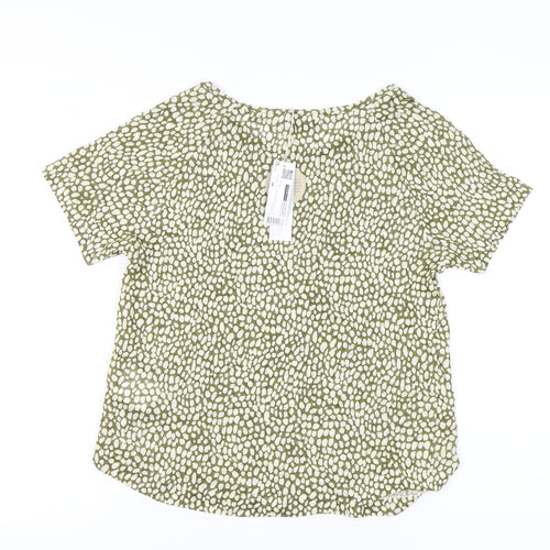 Monoprix Women's Green Geometric T-Shirt, Size S