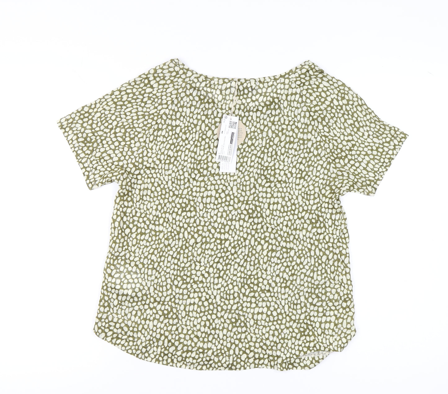 Monoprix Women's Green Geometric T-Shirt, Size S