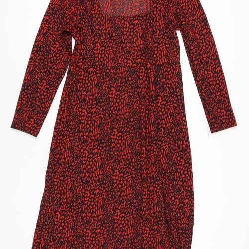 F&F Women's Red Animal Print Long Sleeve Dress