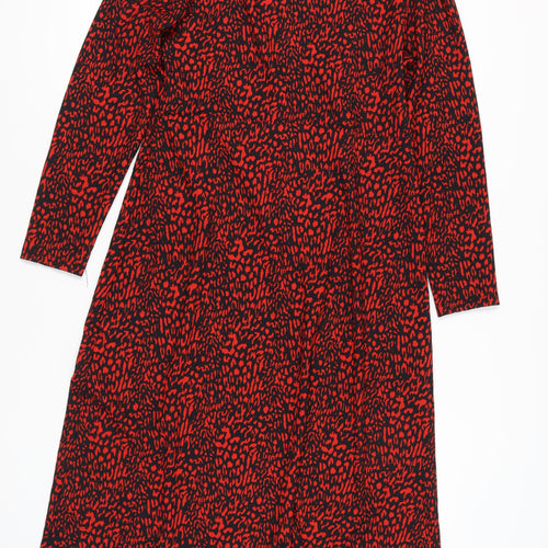 F&F Women's Red Animal Print Long Sleeve Dress