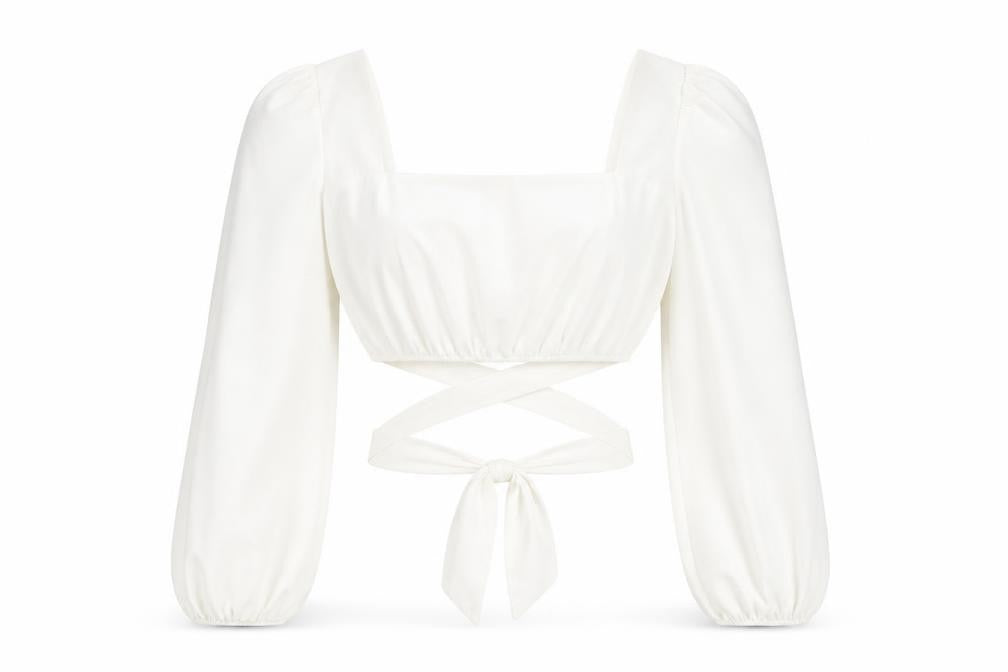 Front view of Missguided Women's White Wrap Blouse UK, size 14