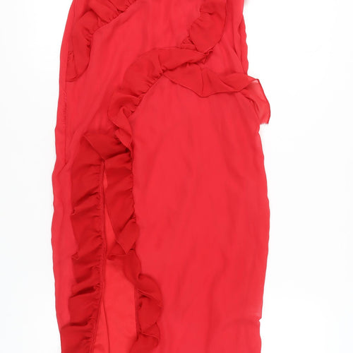 PrettyLittleThing Women Red Long Sleeveless Dress Size 4