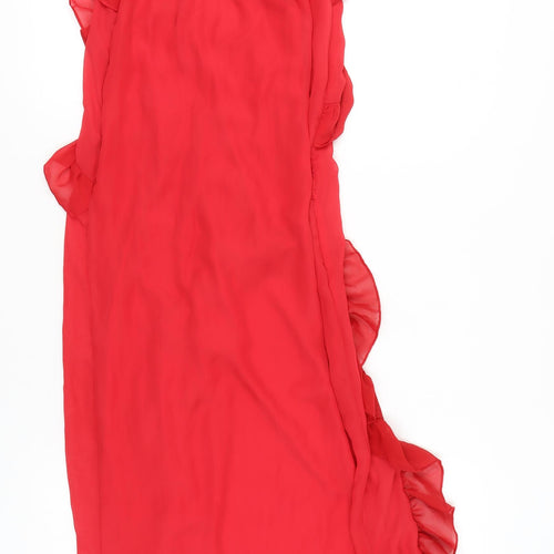 PrettyLittleThing Women Red Long Sleeveless Dress Size 4
