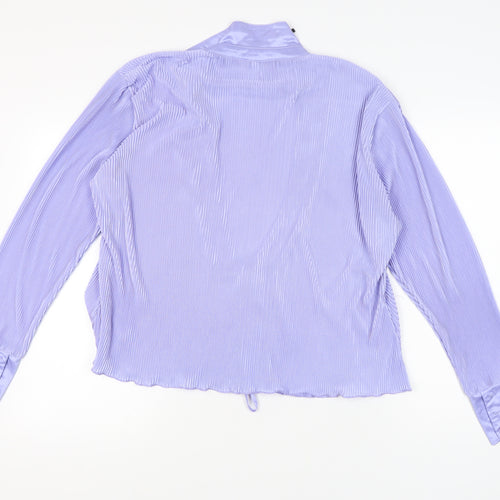 boohoo Women's Purple Collared Open Front Long Sleeve Top - Size 16