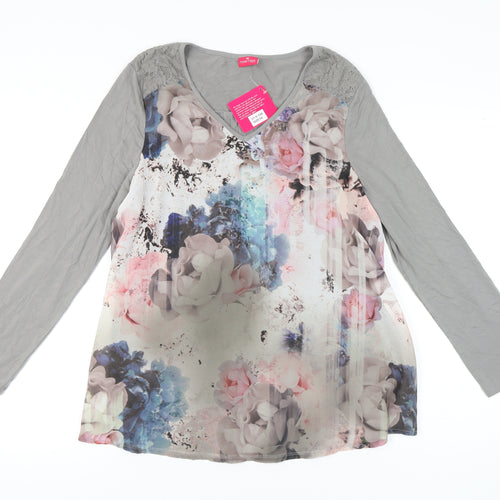 Together Women Multicoloured Tunic Size 14 V-Neck