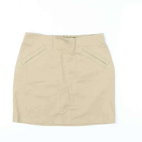 H&M Women's Beige Pencil Skirt, Size 10, Casual, Mid Rise