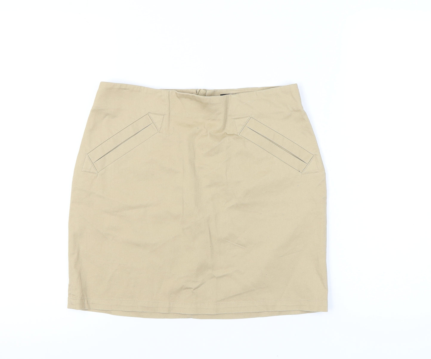 H&M Women's Beige Pencil Skirt, Size 10, Casual, Mid Rise