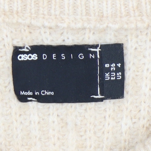ASOS DESIGN Women's Beige Mock Neck Pullover Jumper Size 8