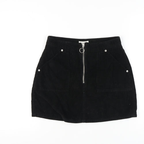 Topshop Women's Black Corduroy Mini Skirt Size 10