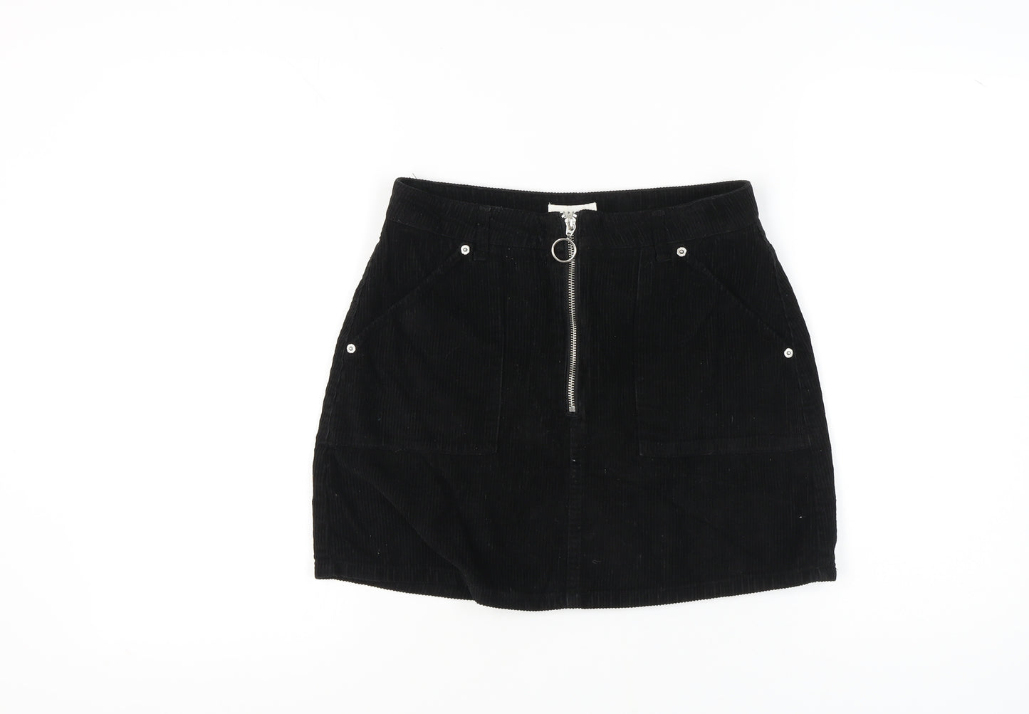 Topshop Women's Black Corduroy Mini Skirt Size 10