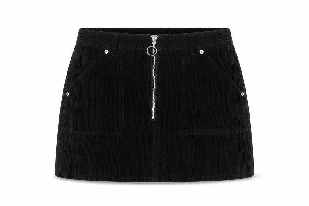 Topshop Women's Black Corduroy Mini Skirt Size 10