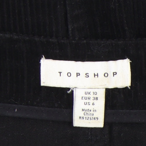 Topshop Women's Black Corduroy Mini Skirt Size 10