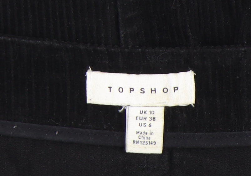 Topshop Women's Black Corduroy Mini Skirt Size 10