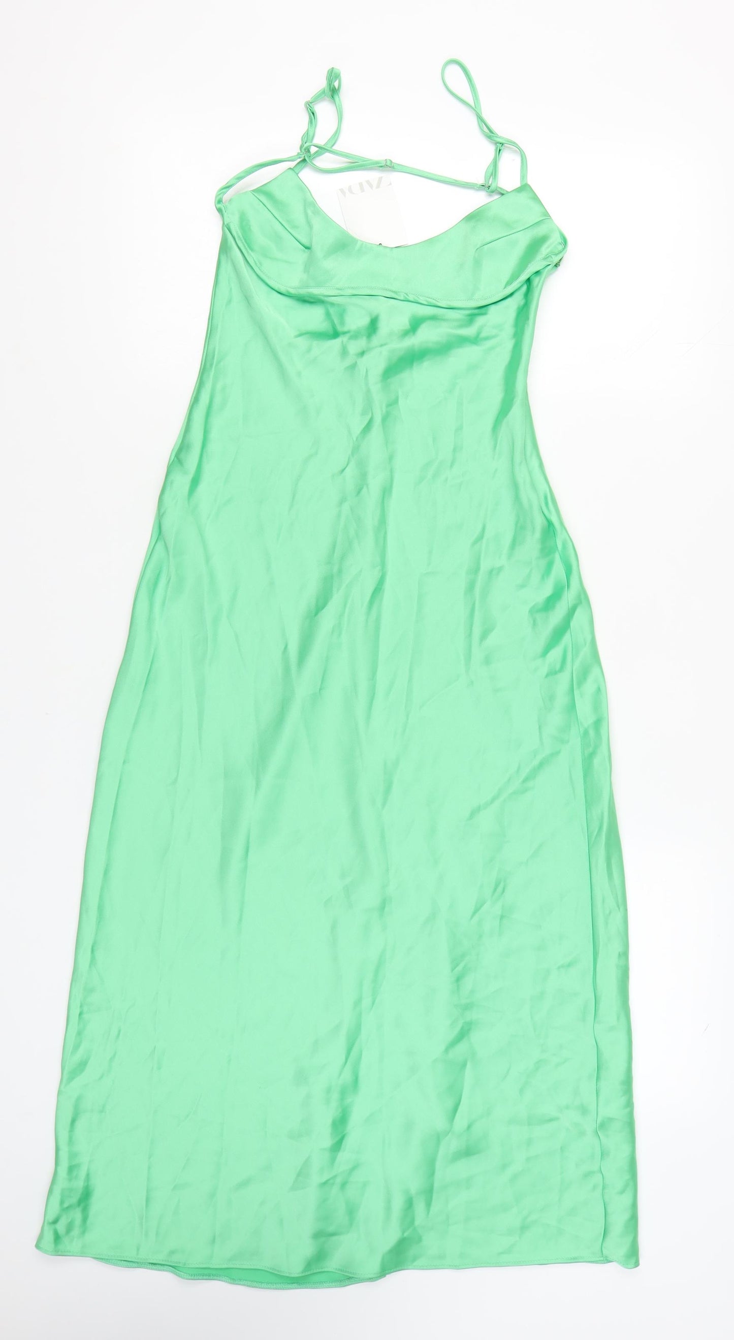 Zara Women's Green Slip Dress Size 8 Strappy