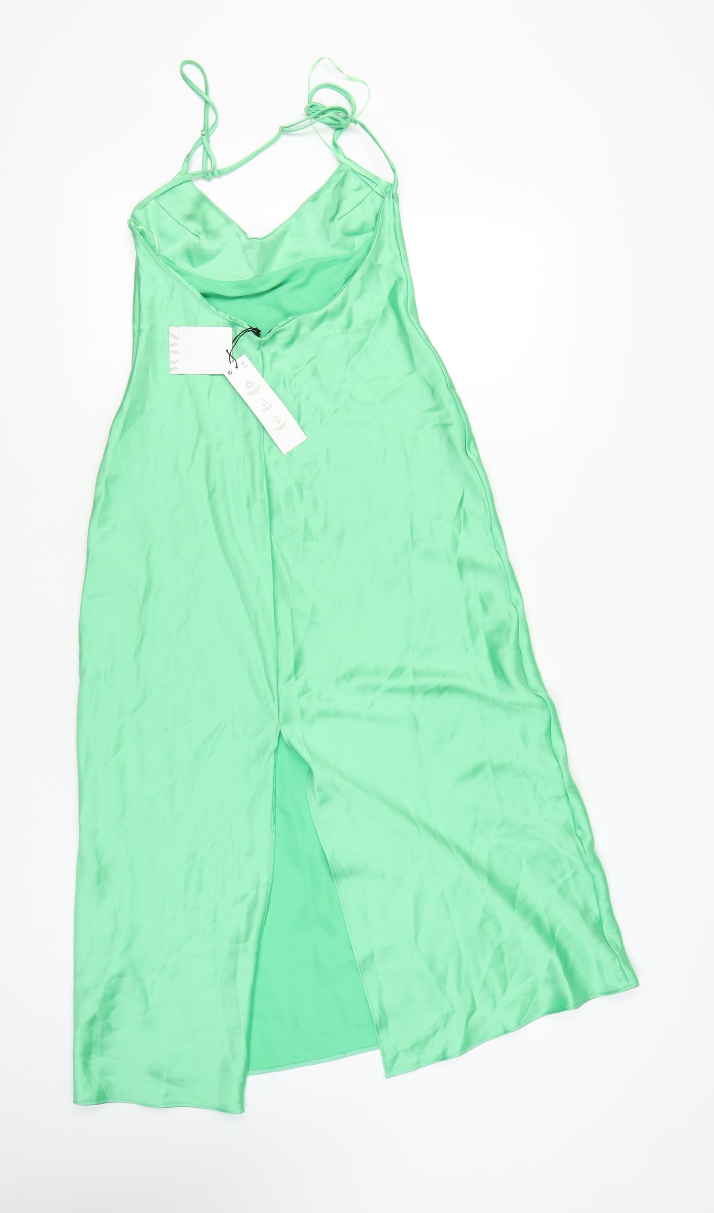 Zara Women's Green Slip Dress Size 8 Strappy
