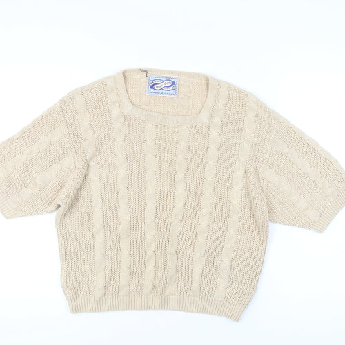 Falmer Women's Beige Medium Cable-Knit Jumper