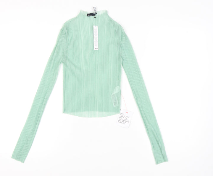 ASOS DESIGN Women Green Blouse Size 8 Long Sleeve Basic