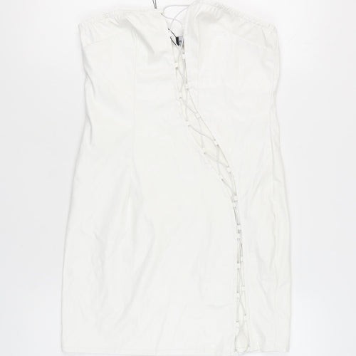 PrettyLittleThing White Mini Dress Size 10 Women