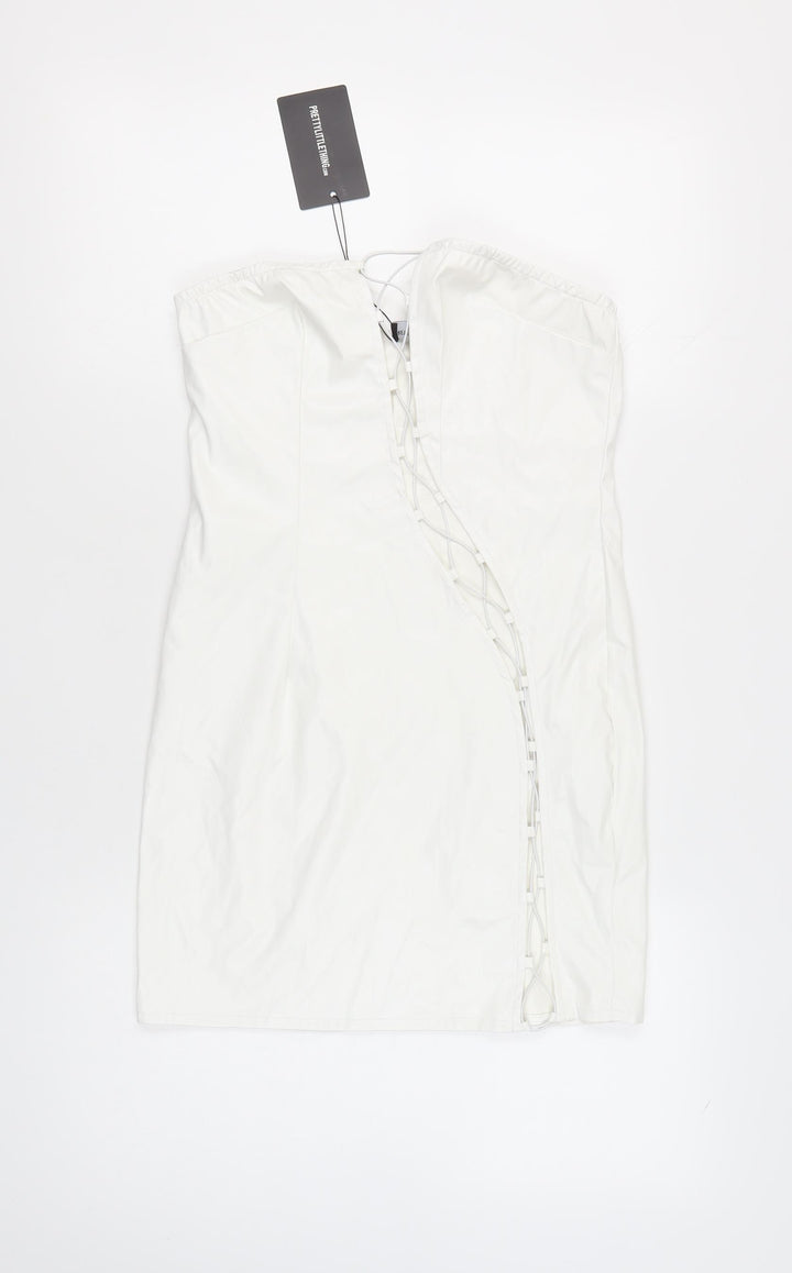 PrettyLittleThing White Mini Dress Size 10 Women