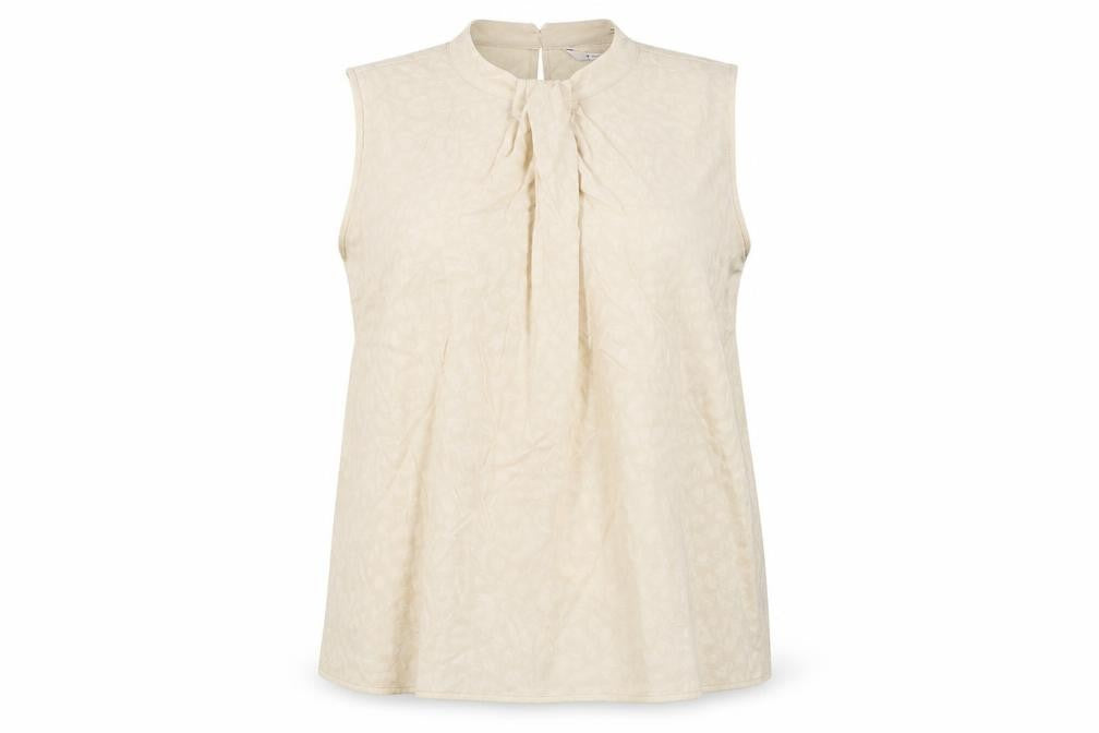 Front view of Tu Women's Beige Blouse, size 16, Sleeveless New