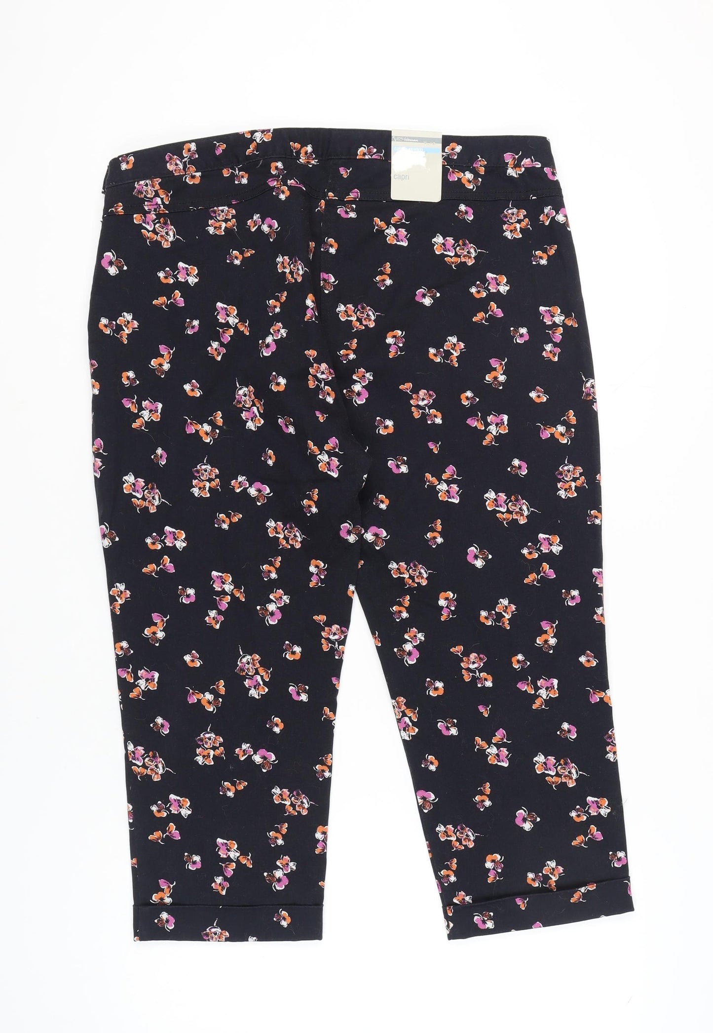 Marks and Spencer Women's Black Floral Capri Trousers