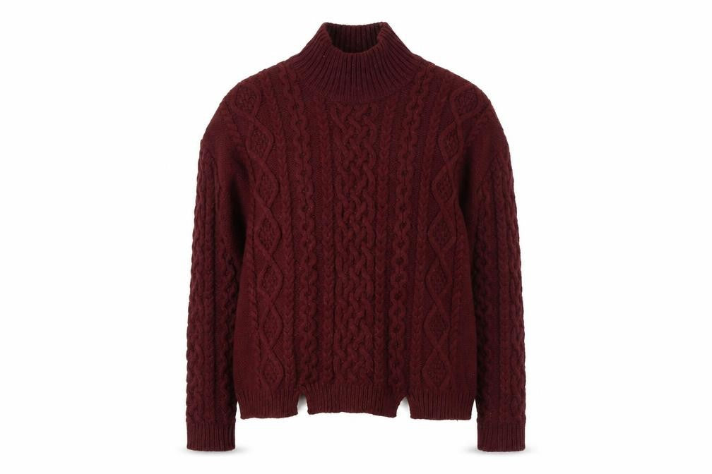 Front view of Marks & Spencer Women's Red Cable-Knit Pullover L