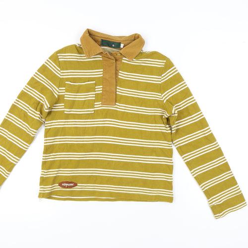 Octopus Me Unisex Yellow Striped Polo S