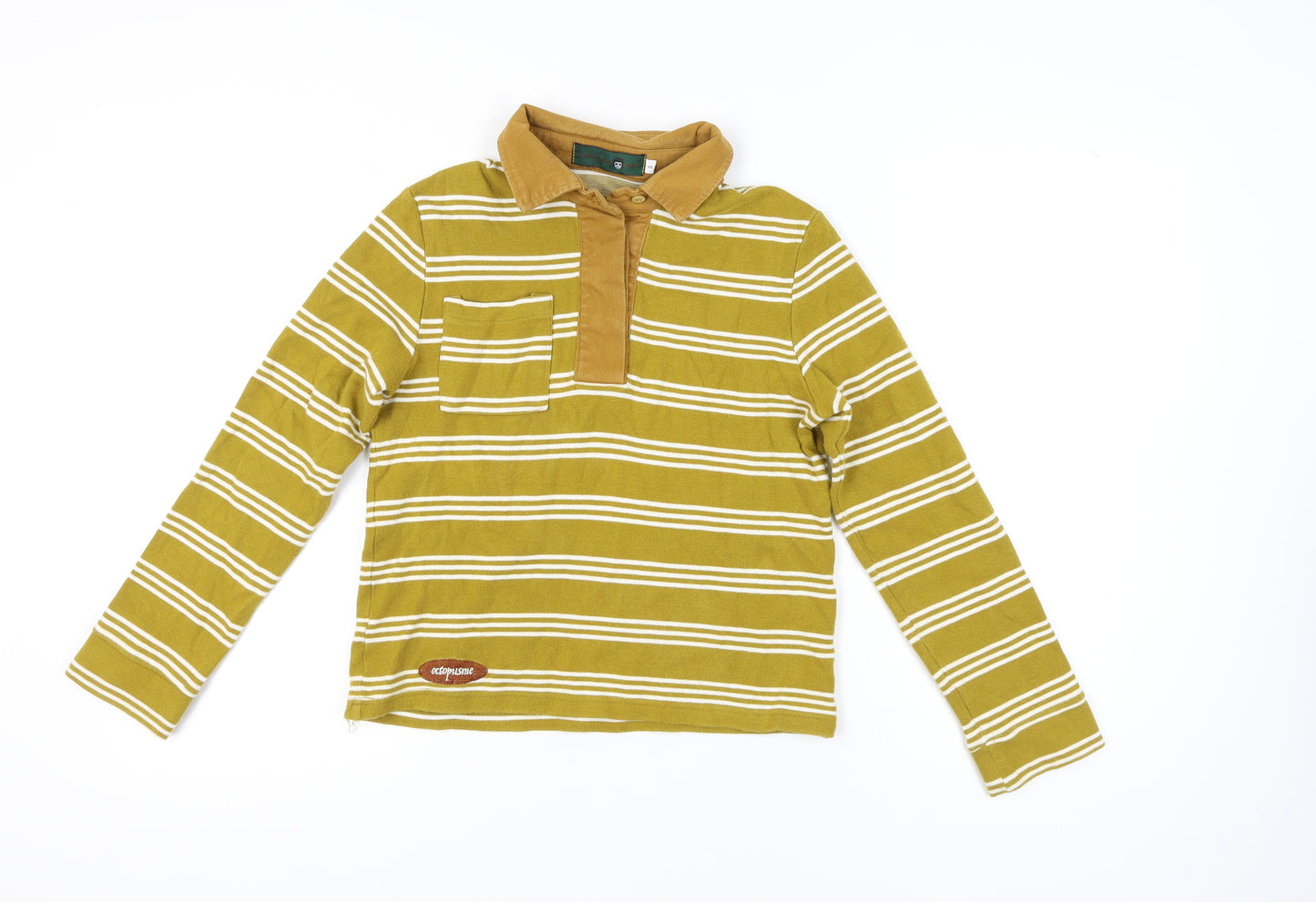 Octopus Me Unisex Yellow Striped Polo S