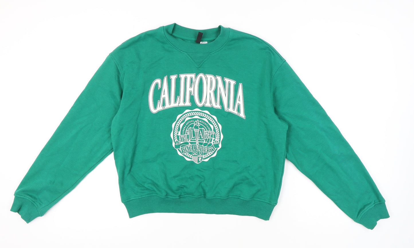 H&M Women's Green Pullover Sweatshirt Size 12