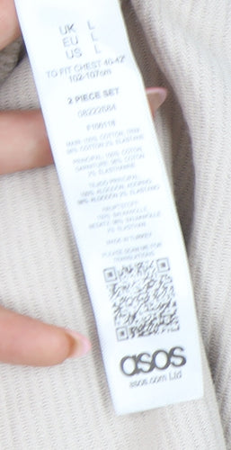 ASOS Men’s Beige Striped Crew Neck T-Shirt, L