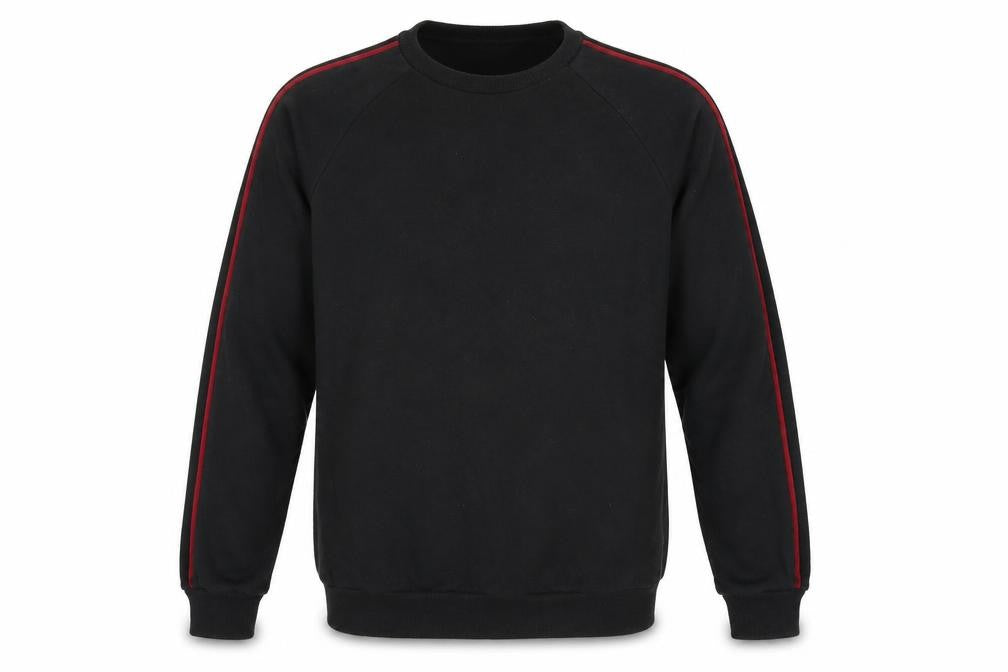Front view of boohooMAN Men's Black Pullover Sweatshirt, size S