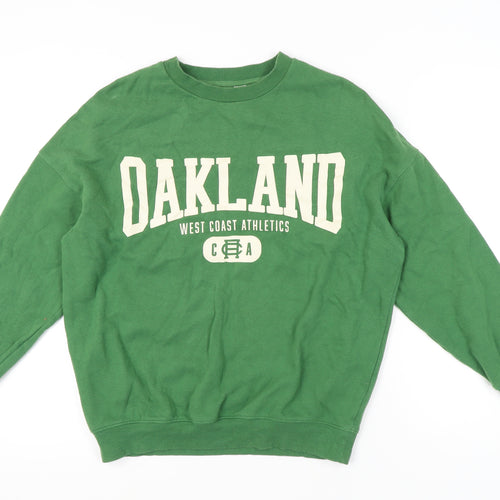 H&M Girls Green Graphic Sweatshirt, Size 12-13Y Pullover