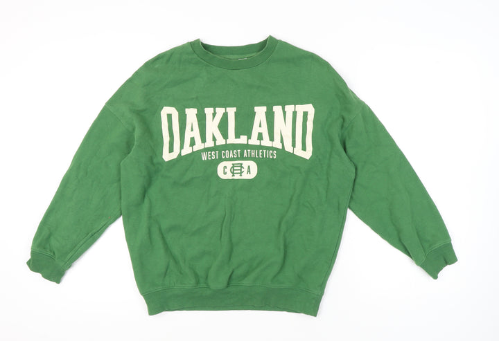 H&M Girls Green Graphic Sweatshirt, Size 12-13Y Pullover