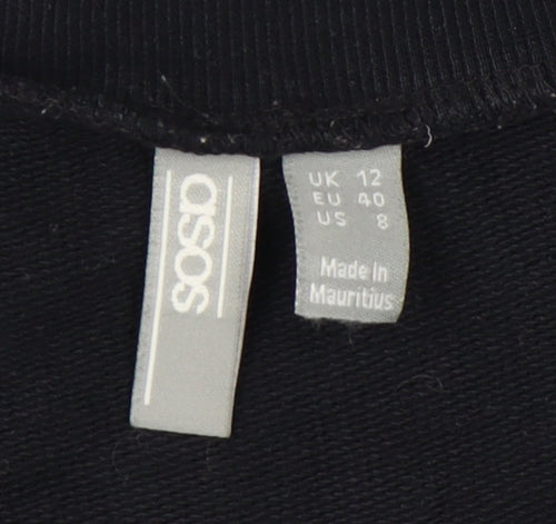 ASOS Women's Black Cotton Pullover Sweatshirt Size 12