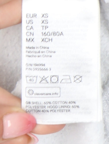 H&M Women's Grey Pullover Hoodie XS
