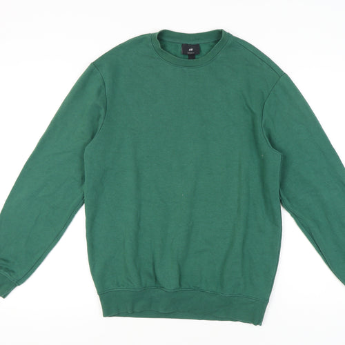 H&M Men's Green Pullover Sweatshirt, Size S, Relaxed Fit