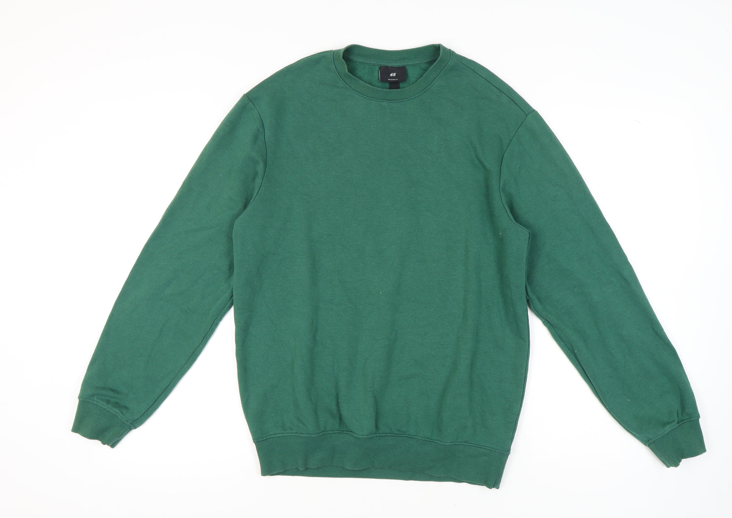 H&M Men's Green Pullover Sweatshirt, Size S, Relaxed Fit