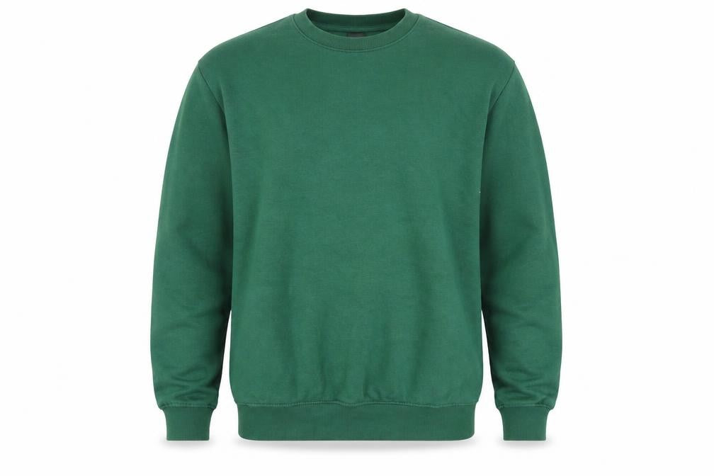 Front view of H&M Men's Green Pullover Sweatshirt, size S, Relaxed Fit