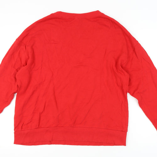 Red Unisex Sweatshirt, Size L, Casual Cotton Crew Neck