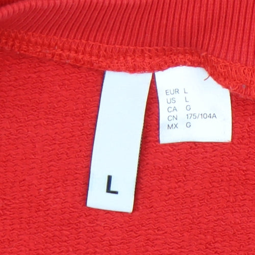Red Unisex Sweatshirt, Size L, Casual Cotton Crew Neck