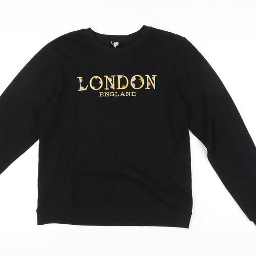 ASOS Women's Black Sweatshirt, UK 8, Lined, Logo, Casual