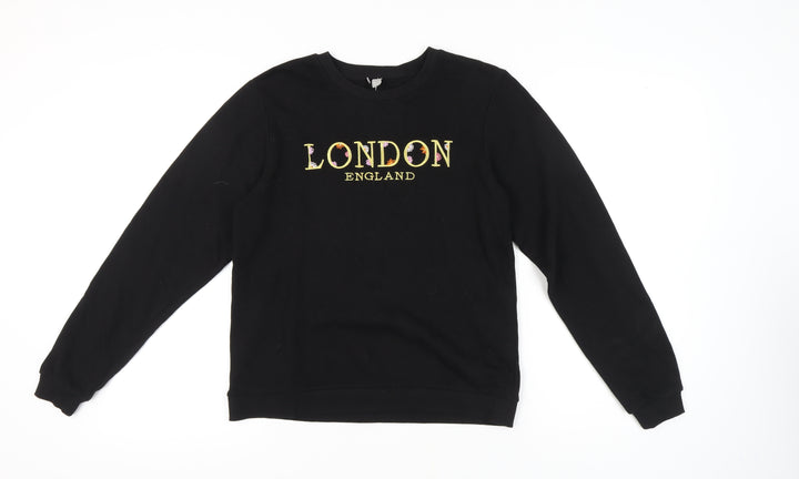 ASOS Women's Black Sweatshirt, UK 8, Lined, Logo, Casual