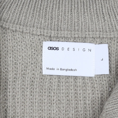 ASOS DESIGN Men's Beige Striped Full Zip Jumper L