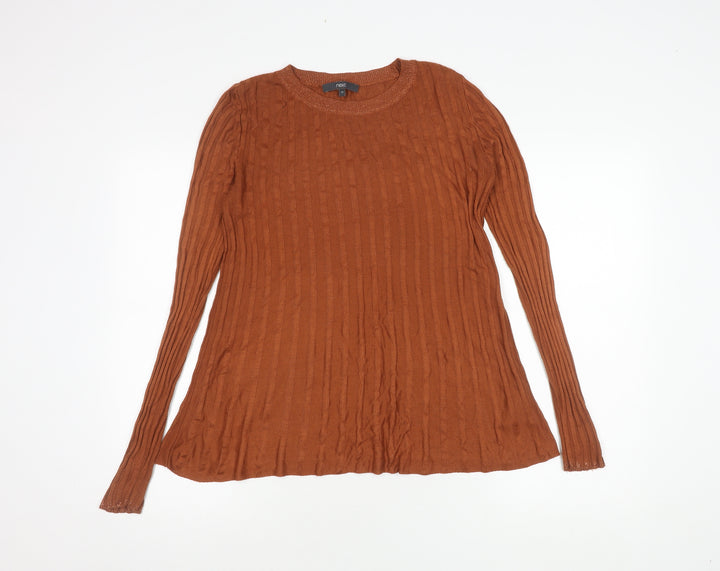 Next Women's Brown Knit Top Size 10 Long Sleeve