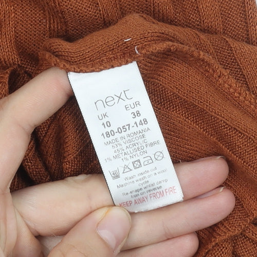 Next Women's Brown Knit Top Size 10 Long Sleeve