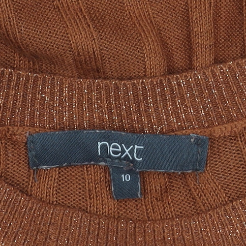 Next Women's Brown Knit Top Size 10 Long Sleeve