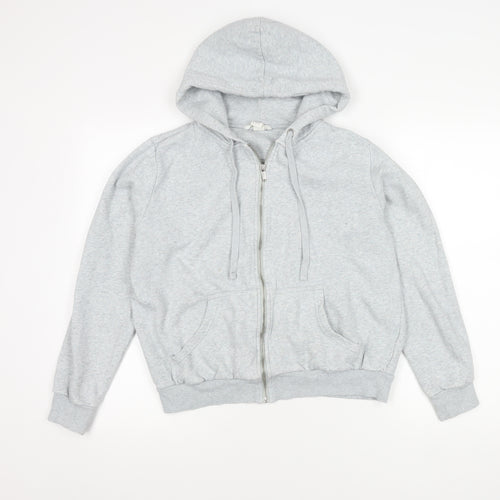 H&M Grey Women's Basic Jacket Size M Full Zip Hooded