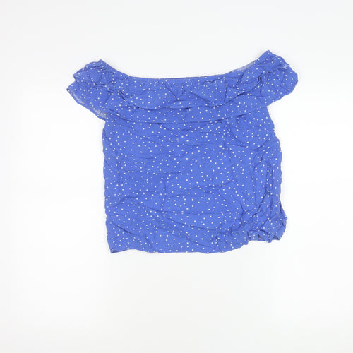Oasis Women's Blue Polka Dot Off Shoulder Top Size 10